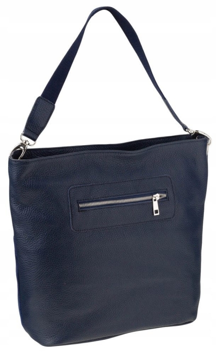 Prostokątna, duża torba shopper ze skóry naturalnej