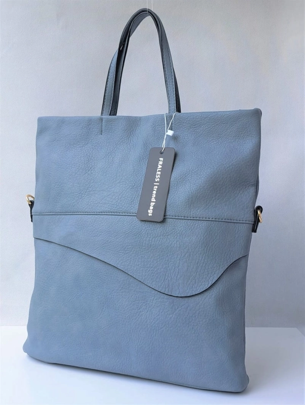 Niebieska torebka damska shopper – widok z przodu, elegancka i pojemna