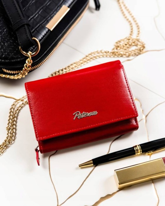 pojemny portfel damski i brelok ze skóry naturalnej — Peterson