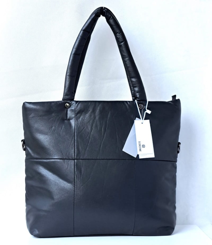 Czarna codzienna shopper torebka damska miejska D.Cristina – widok z przodu