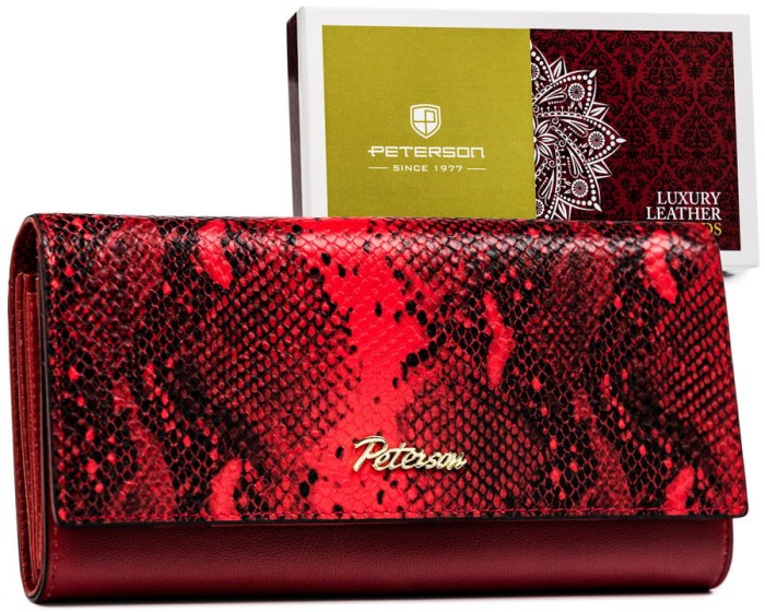 Duży portfel damski z wężowym wzorem — Peterson
