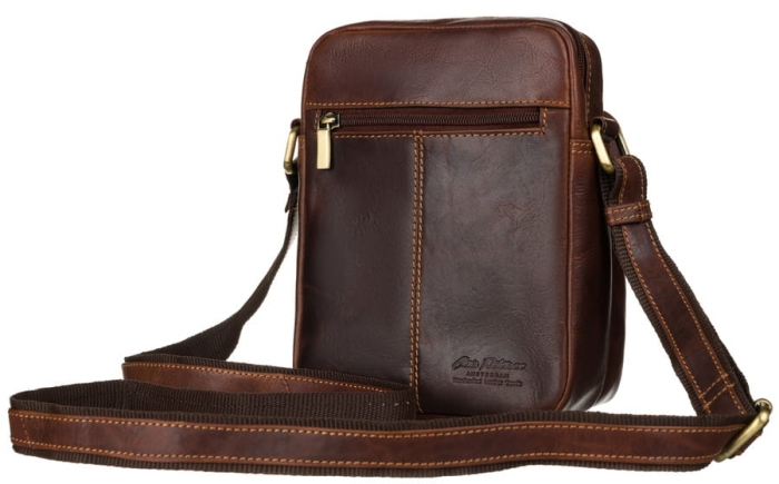 Pojemna, skórzana torba męska z kieszeniami