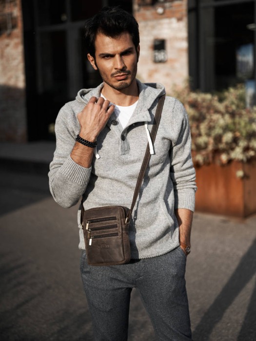 Skórzana listonoszka męska na ramię