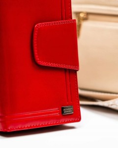 Portfel damski Rovicky – skóra naturalna, czerwony, duży, RFID