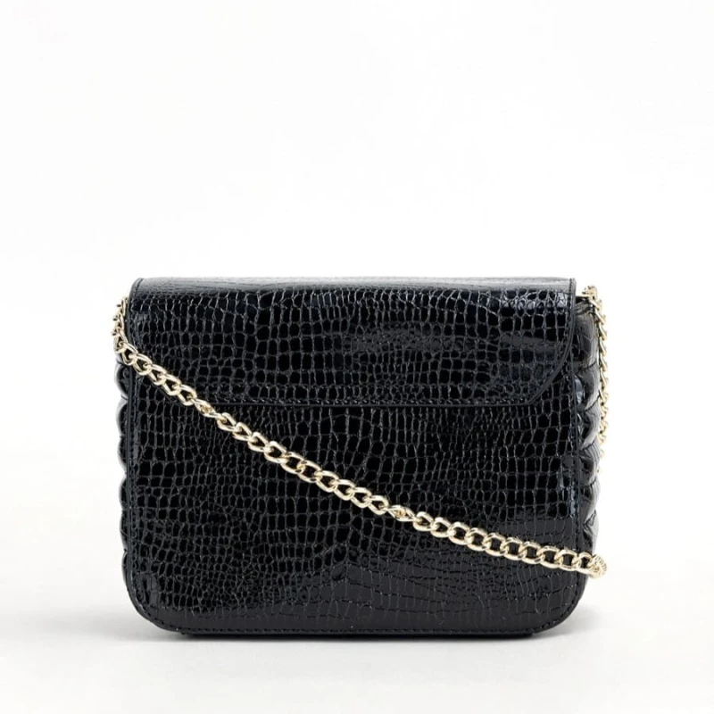Mała czarna torebka Crossbody Monnari BAG2360 widok z tyłu, elegancka i kompaktowa