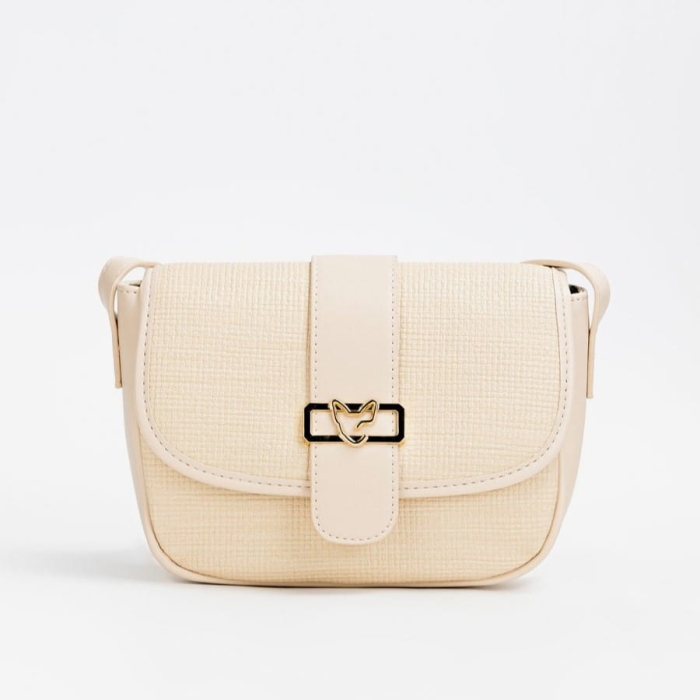 Wzorzysta torebka Femestage BAG1400 w kolorze beżowym – elegancki design