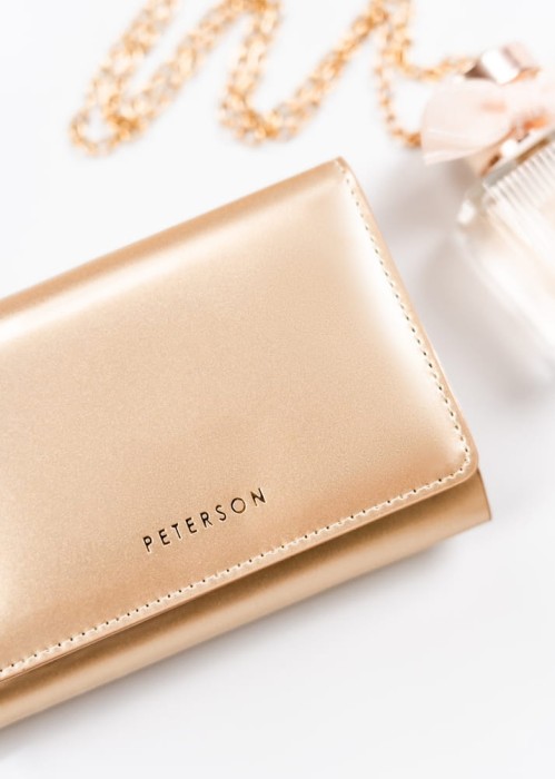 Portfel damski ze skóry ekologicznej na zatrzask i suwak - Peterson
