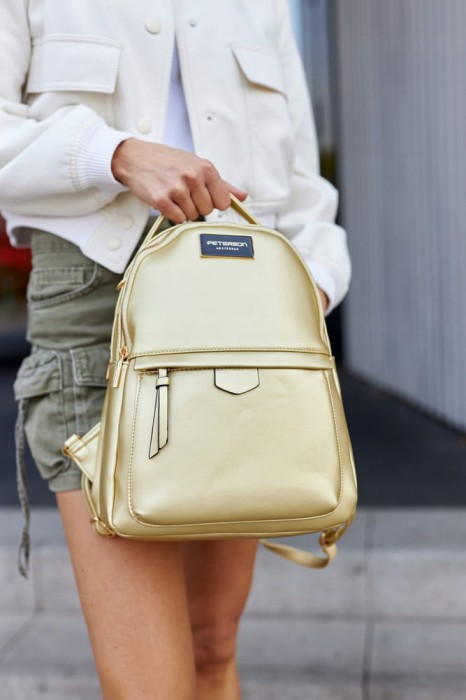 Miejski złoty plecak damski