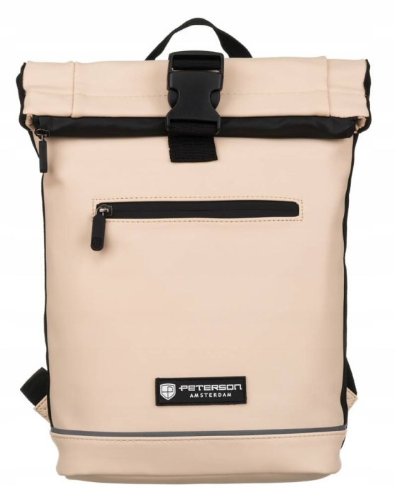 Duży, beżowy materiałowy plecak-worek