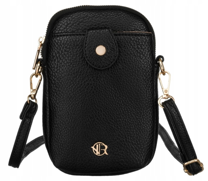 Czarny torebko-portfel damski Rovicky ze skóry ekologicznej – widok z przodu.