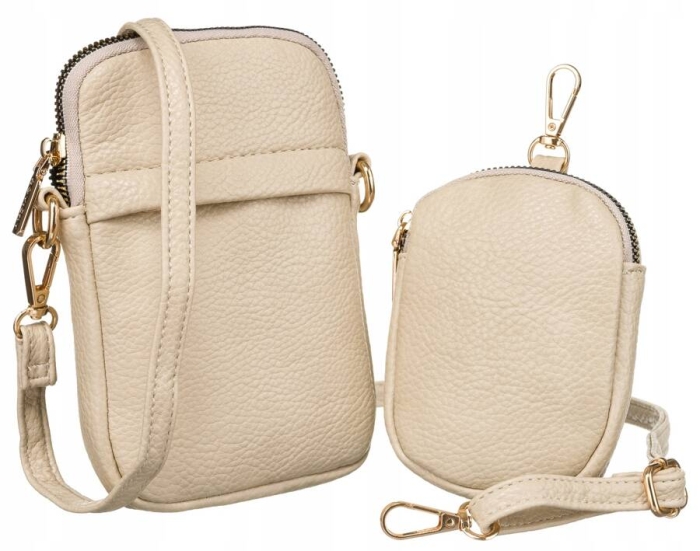 Beżowy torebko-portfel damski Rovicky ze skóry ekologicznej – widok z przodu.