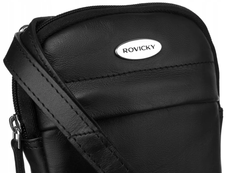 Zbliżenie na detale torebki Rovicky – srebrne okucia, wysokiej jakości skóra naturalna i solidny suwak zapewniają trwałość i elegancję.