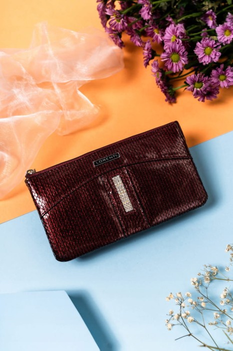 Duży portfel damski na zamek z cyrkoniami