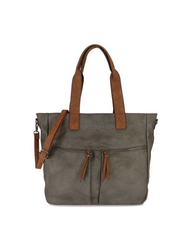 Szara codzienna torebka damska D.Cristina – widok z przodu, miejska shopperka na ramię