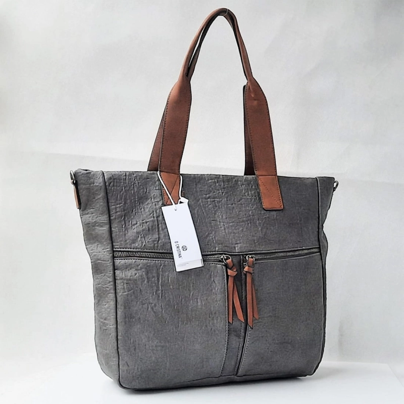 Szara torebka damska D.Cristina – długi regulowany pasek i wygodne rączki