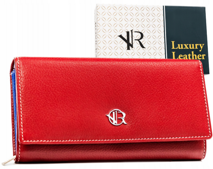 Skórzany, duży portfel damski na zatrzask - Rovicky