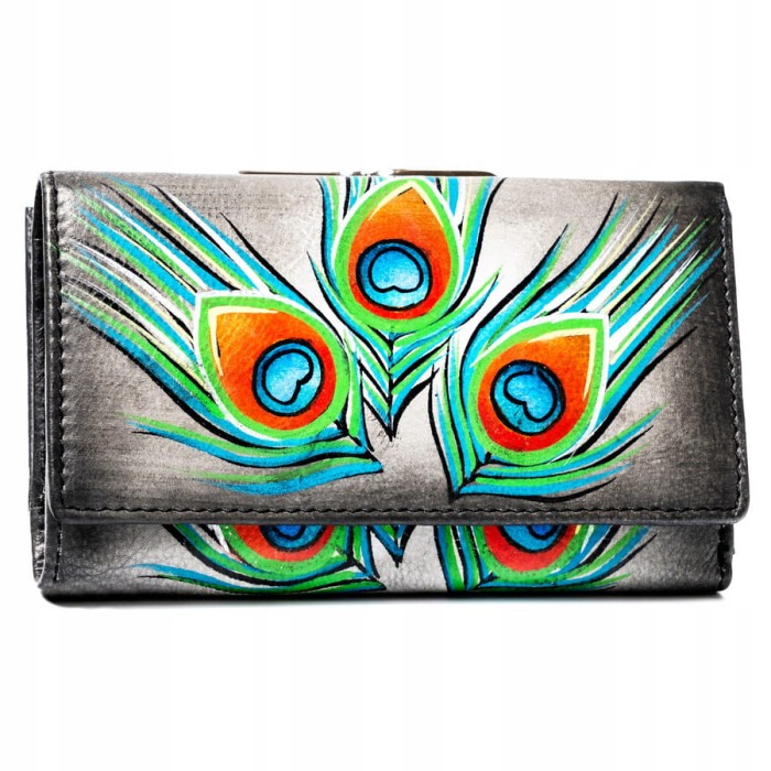 Duży portfel damski Rovicky ze skóry naturalnej multicolor z subtelnym wzorem