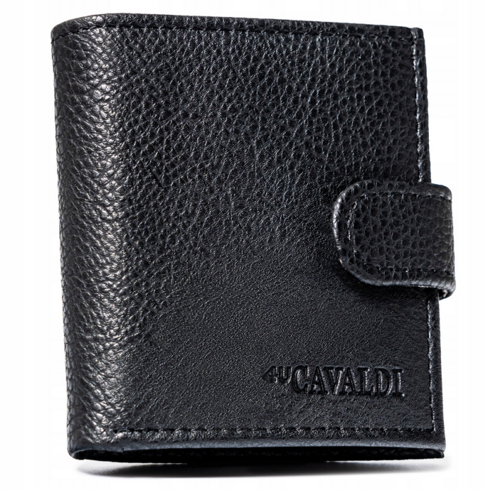 Mały portfel męski ze skóry ekologicznej zamykany na zatrzask - 4U Cavaldi