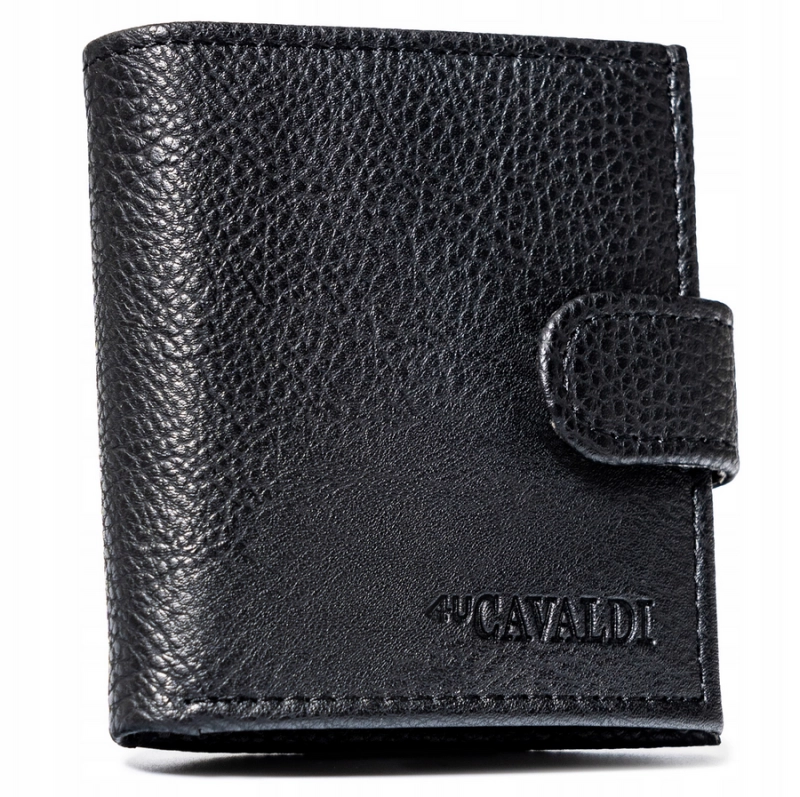 Mały portfel męski ze skóry ekologicznej zamykany na zatrzask - 4U Cavaldi