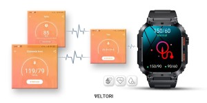 Smartwatch Veltori VT200-1 Czarny Pasek Silikonowy