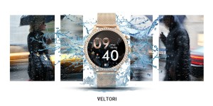 Smartwatch Damski Veltori VT310-1 Złota Bransoleta + Różowy Pasek Silikonowy