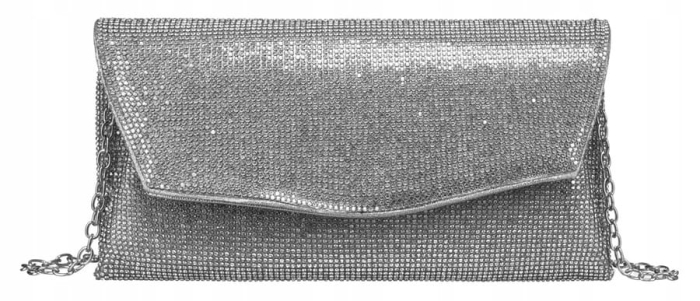Elegancka kopertówka damska z cyrkoniami - Srebrna