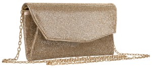 Elegancka kopertówka damska z cyrkoniami - Złota