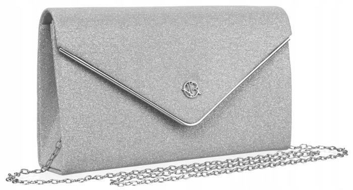 Brokatowa kopertówka damska - Srebrna