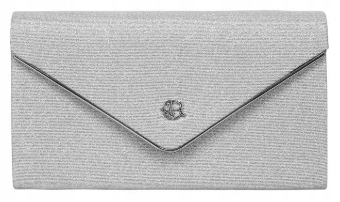 Brokatowa kopertówka damska - Srebrna