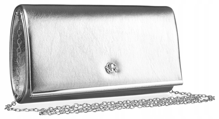 Wieczorowa kopertówka damska ze skóry ekologicznej - Srebrna