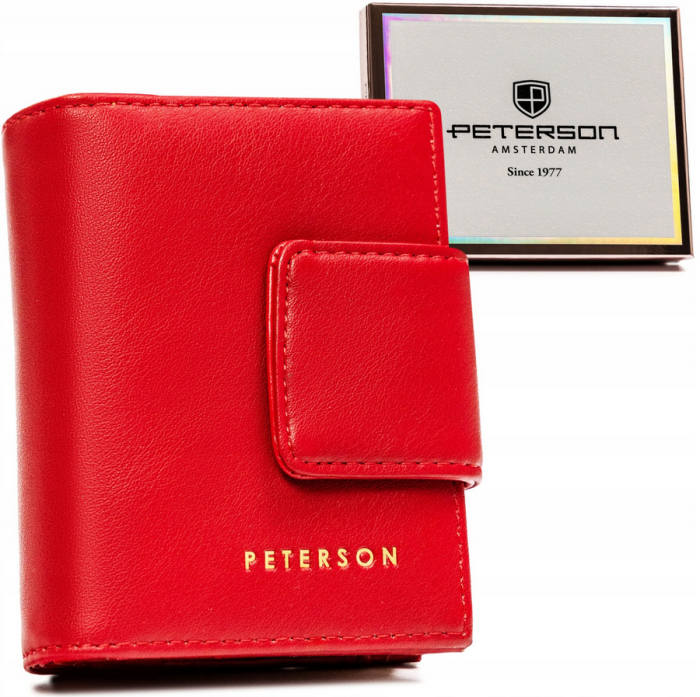 Mały portfel damski ze skóry ekologicznej - Czerwony