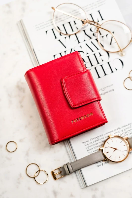 Mały portfel damski ze skóry ekologicznej - Czerwony