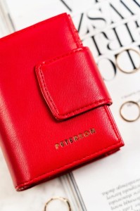 Mały portfel damski ze skóry ekologicznej - Czerwony