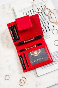 Mały portfel damski ze skóry ekologicznej - Czerwony