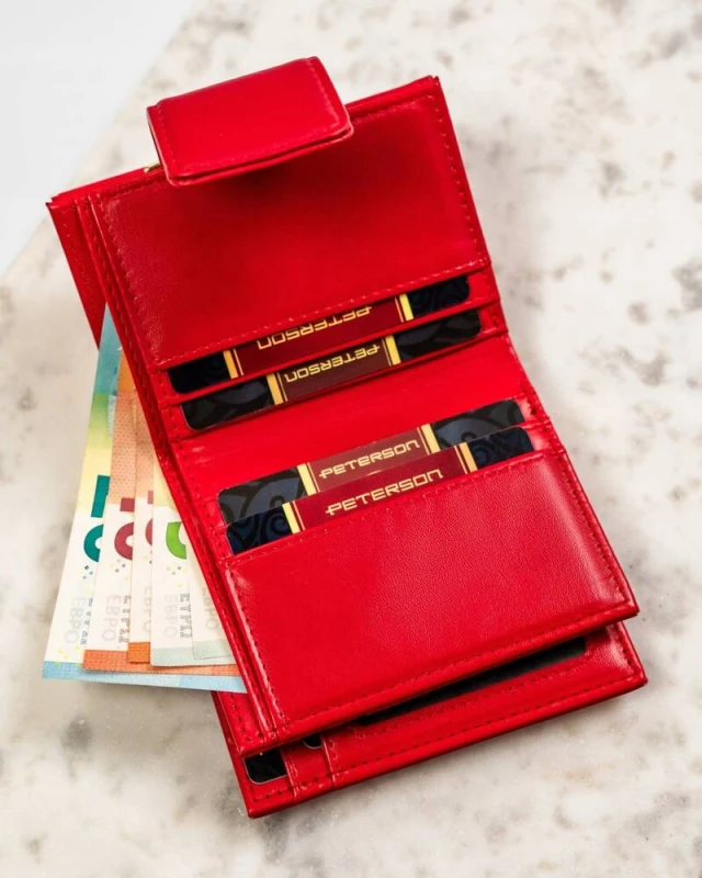 Mały portfel damski ze skóry ekologicznej - Czerwony