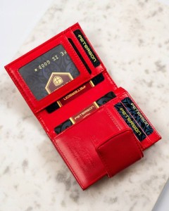 Mały portfel damski ze skóry ekologicznej - Czerwony