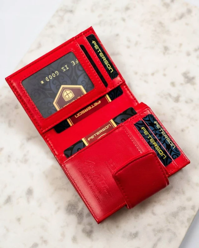 Mały portfel damski ze skóry ekologicznej - Czerwony