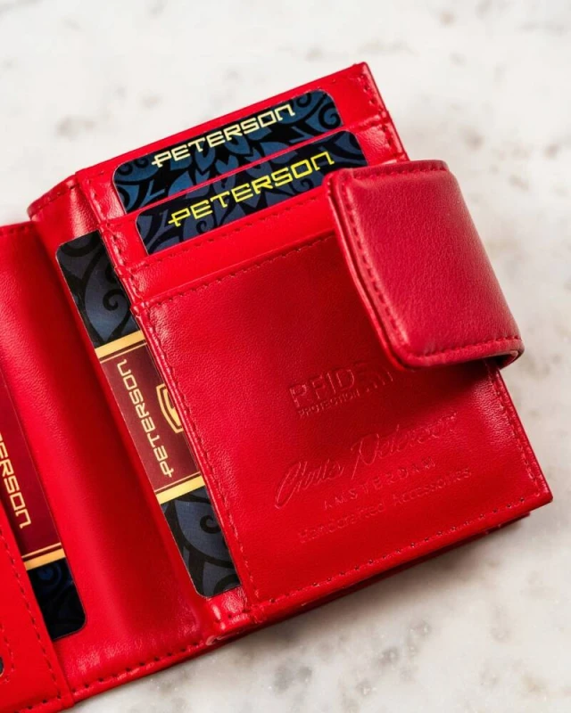 Mały portfel damski ze skóry ekologicznej - Czerwony