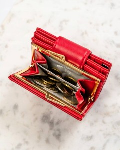 Mały portfel damski ze skóry ekologicznej - Czerwony