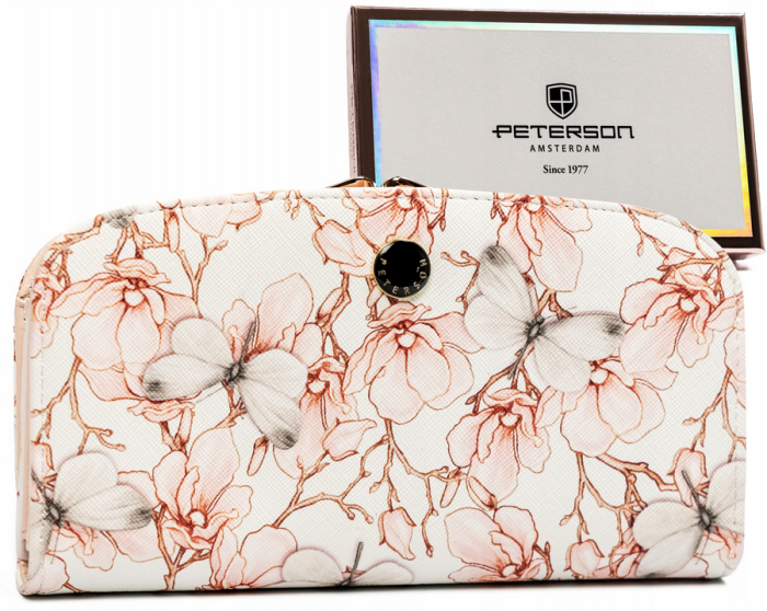 Duży portfel damski ze skóry ekologicznej w kwiatowy wzór - Niua