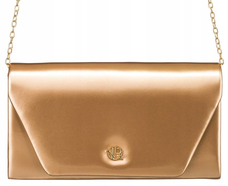 Klasyczna kopertówka damska w kolorze złotym na łańcuszku - Rovicky