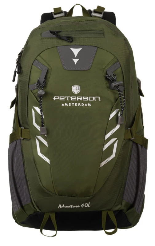 Sportowy plecak turystyczny Adventure zielony z gwizdkiem ratunkowym - Peterson