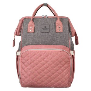 Plecak damski typu mommy bag w szaro-różowym kolorze - Peterson