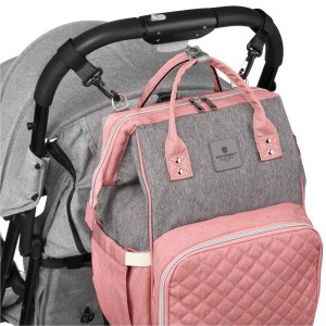 Plecak damski typu mommy bag w szaro-różowym kolorze - Peterson