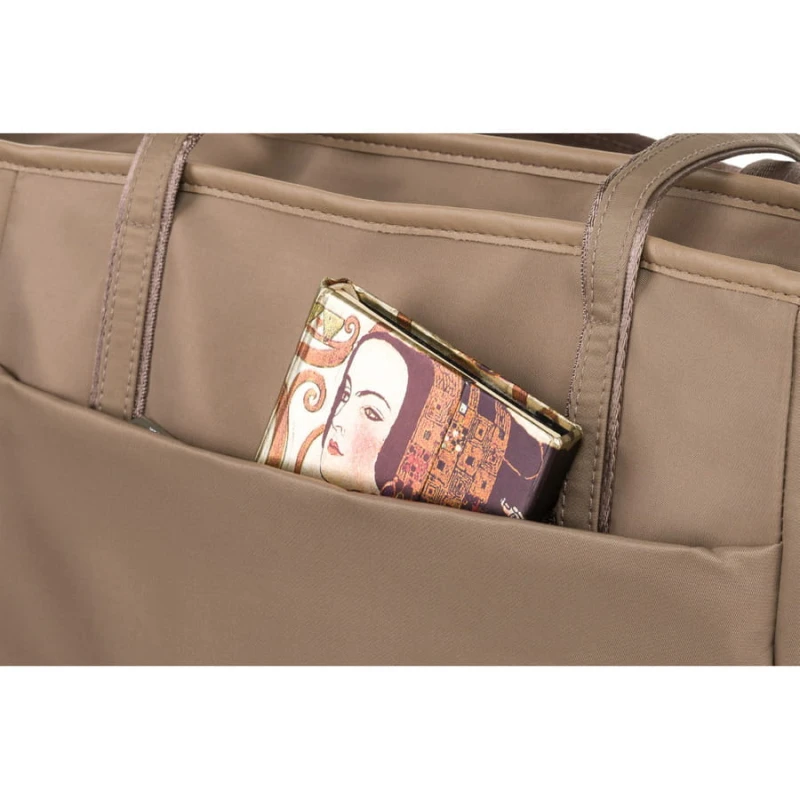Torebka shopper z zamkiem w kolorze beżowym - Peterson