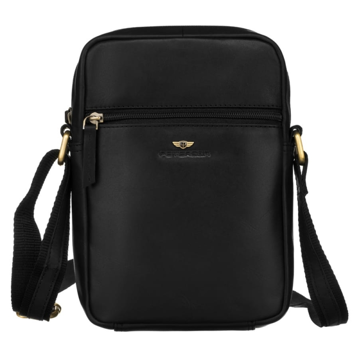 Skórzana listonoszka męska na złoty suwak - Peterson