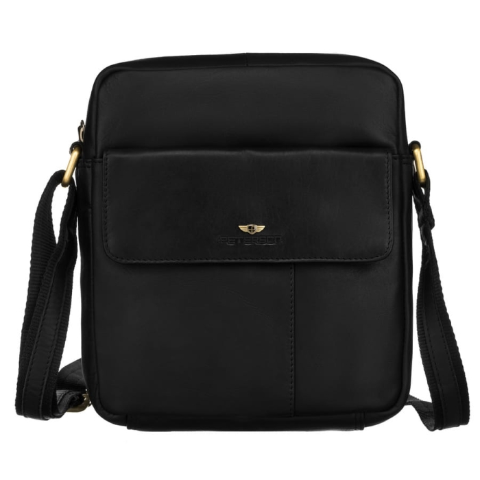 Skórzana listonoszka męska do pracy w czarnym kolorze - Peterson