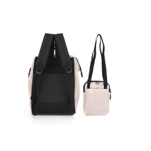 Beżowy damski plecak miejski z saszetką - Himawari