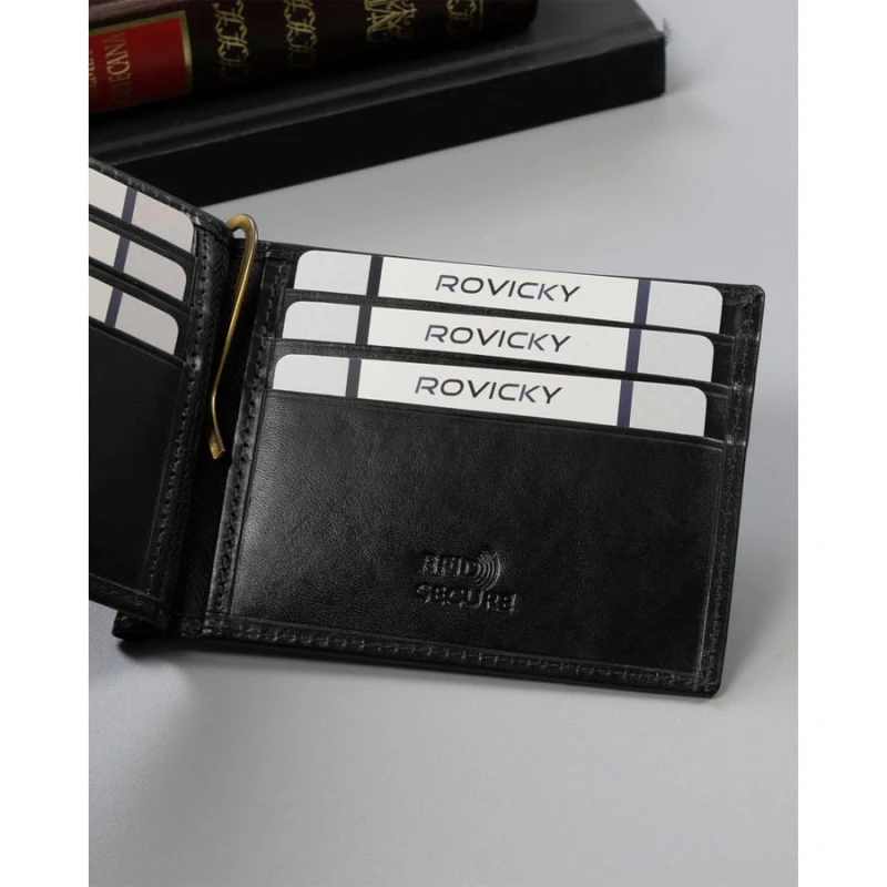 Banknotówka męska ze skóry naturalnej z systemem RFID - Rovicky