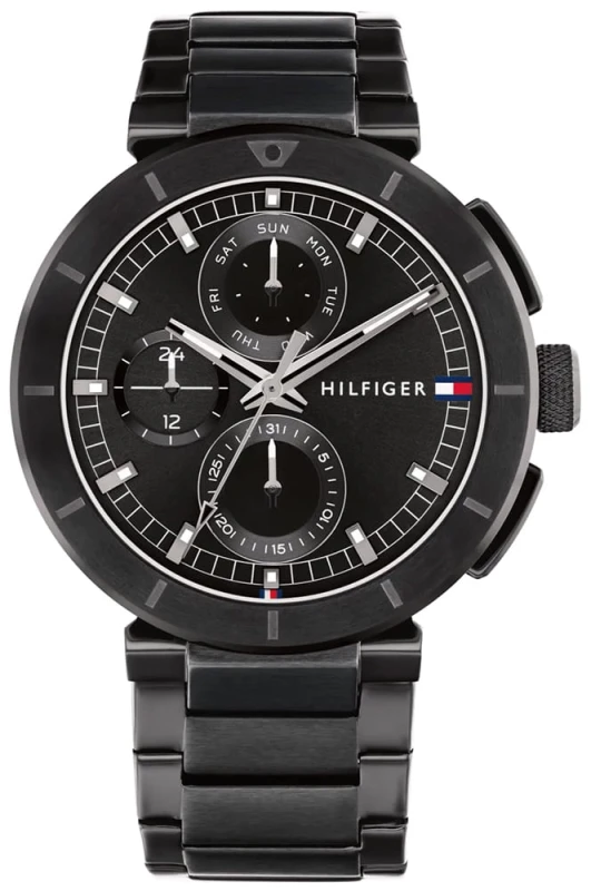 Zegarek męski Tommy Hilfiger Lorenzo 1792119 zaprezentowany na białym tle. Nowoczesny model o klasycznym wyglądzie, łączący stylową tarczę i skórzany pasek